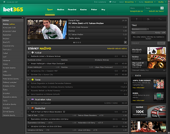 Bet365 - nahlad hlavnej stranky